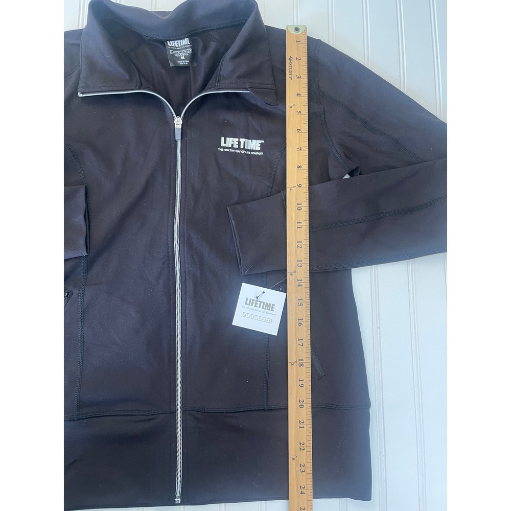 NWT Life Time Athleticwear Womens Black Full Zip Track Jacket Thumbholes Medium - Picture 4 of 8